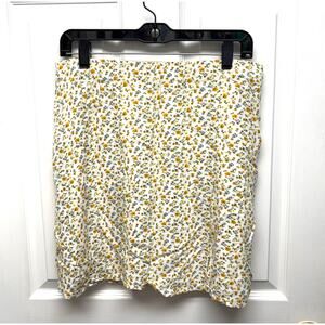 Hollister Skirt White Yellow Floral Lined, Side Zipper, Junior's Size L